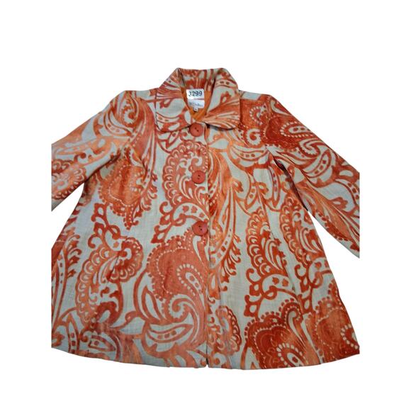 Y2K Vintage Velvet Burnout 3 Sisters Womens  size XL Button Paisley Fall Jacket - Picture 6 of 16